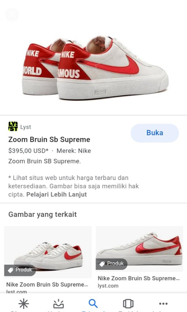 Nike sb bruin x Supreme, Fesyen Pria 