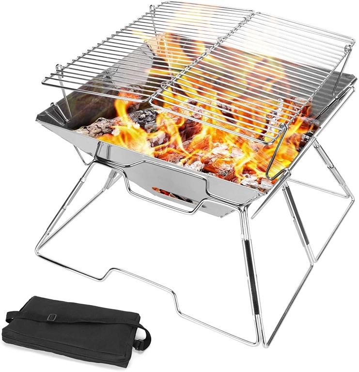 Odoland Folding Campfire Grill Camping Fire Pit Outdoor Wood Stove Burner 304 Premium Stainless Steel Portable Camping Grill With Carrying Bag For Outdoor Backpacking Hiking Bbq Everything Else On Carousell