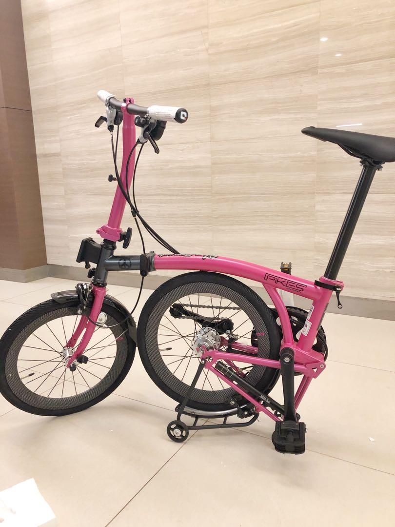 brompton pink folding bike