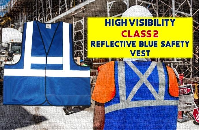 Reflective Safety Vest With Cross Back Visitor Safety Vest Blue Everything Else On Carousell