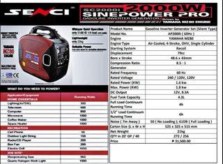 Senci Portable Inverter Generator 2000w