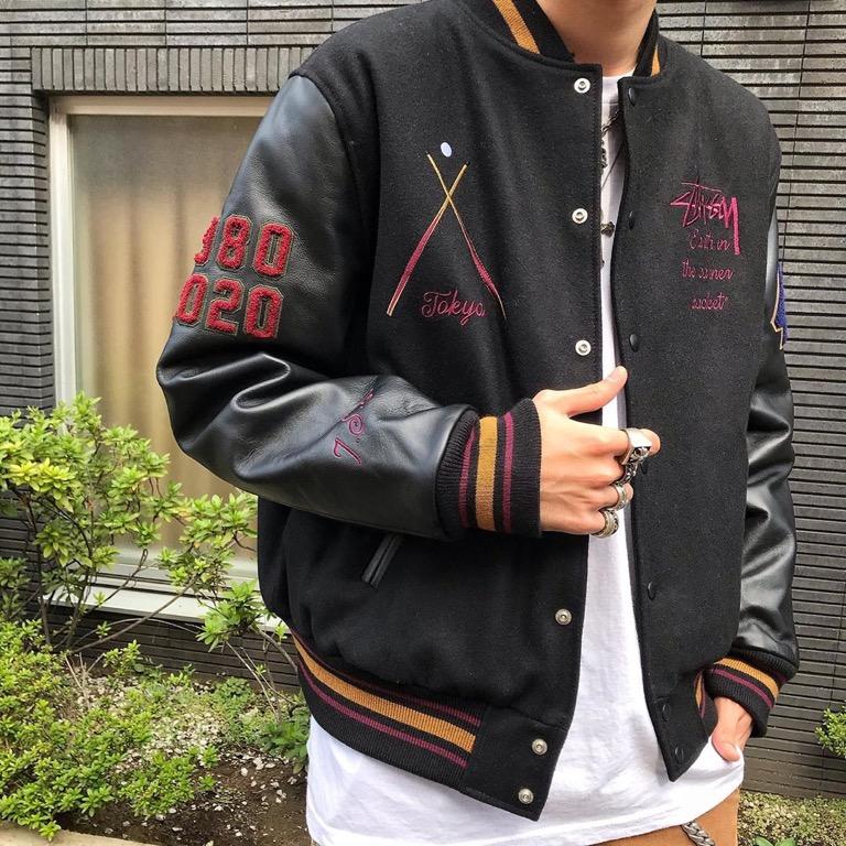 stussy ドミノワッペンスタジャン黒ダイスジャケットキッズにもDominos DC ディーシー アウター スタジャン キッズ スタジアム