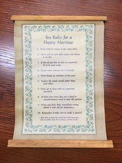 Ten rules for a happy marriage craft paper wall decor