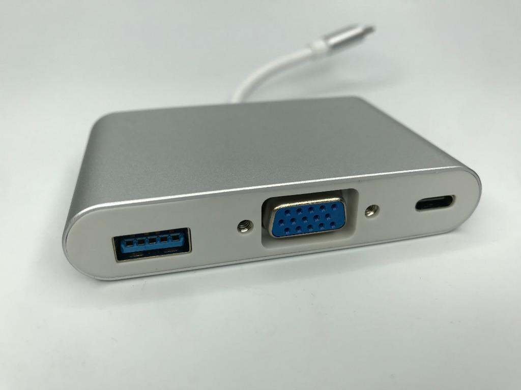 USB 3.1 TYPE C MULTI PORT ADAPTER, 3-IN-1 TYPE C to TYPE C + VGA + USB CONVERTER (Category: Cables & Adaptors) located in Quezon City. Submitted by besteinpc (Listing ID 1047200048, Image 3). Description: USB 3.1 TYPE C MULTI PORT ADAPTER, 3-IN-1 TYPE C to TYPE C + VGA + USB CONVERTER 👉Interfaces: USB-C to VGA female + USB 3.0 female + USB-C 3.1 female 👉Dimensions: 2.95×1.49×0.63 inch (Length of Cable Wire: 3.74 inch) Compatible Device Samples: