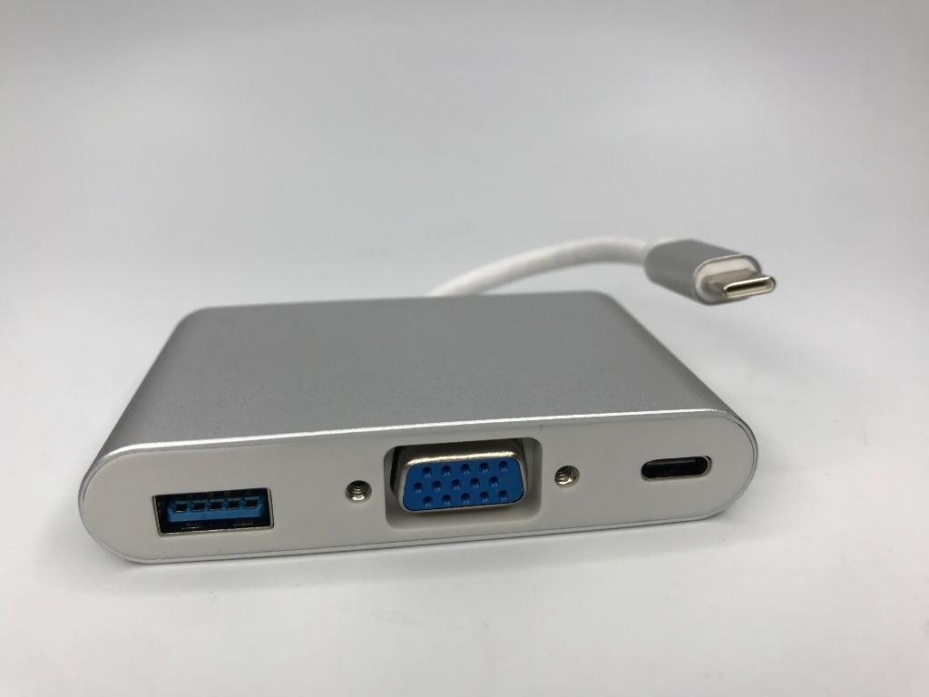 USB 3.1 TYPE C MULTI PORT ADAPTER, 3-IN-1 TYPE C to TYPE C + VGA + USB CONVERTER (Category: Cables & Adaptors) located in Quezon City. Submitted by besteinpc (Listing ID 1047200048, Image 2). Description: USB 3.1 TYPE C MULTI PORT ADAPTER, 3-IN-1 TYPE C to TYPE C + VGA + USB CONVERTER 👉Interfaces: USB-C to VGA female + USB 3.0 female + USB-C 3.1 female 👉Dimensions: 2.95×1.49×0.63 inch (Length of Cable Wire: 3.74 inch) Compatible Device Samples: