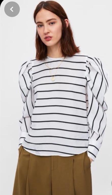 Zara striped top with balloon sleeves Clearance