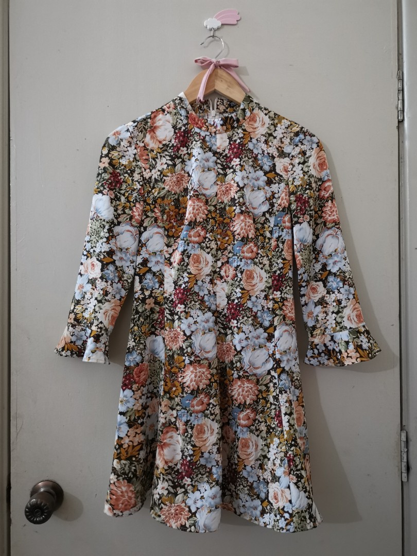 zara printed mini dress