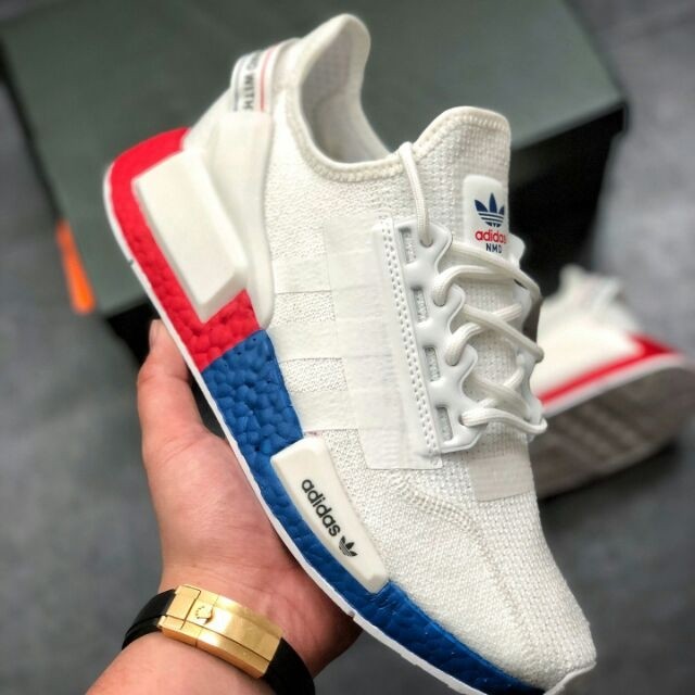 Adidas NMD R1 White Blue Red Shoe 