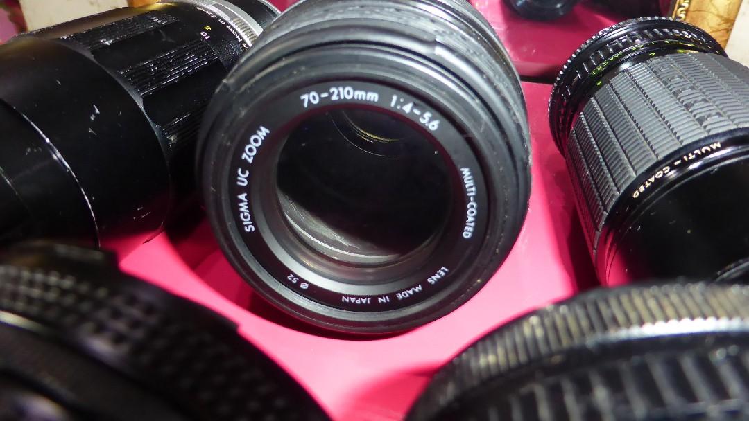 Assorted Camera Lenses Japan defective (Category: Cameras) located in Paranaque City. Submitted by kutoi.ancheta (Listing ID 1047475340, Image 3). Description: ptpa! Assorted Camera Lenses Japan condition: defective, for spare parts! as is only! defects included! ₱3000 take all in detail: Sigma 70-300mm f4-5.6 DL Canon EF https://www.facebook.com/marketplace/item/390655388520884/ Sigma Zoom Macro 100-200mm f4.5 M42 https://www.facebook.com/market