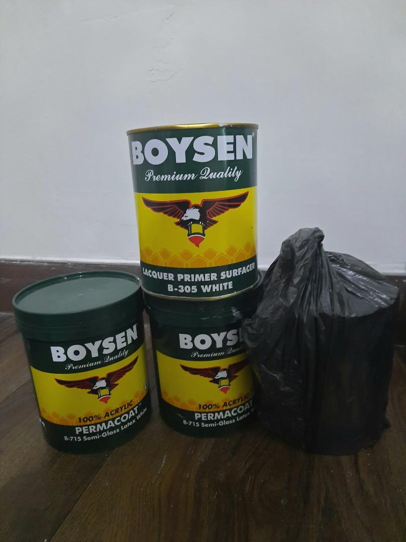 Boysen White Acrylic Latex Paint, Primer, and Skim Coat, Furniture & Home Living, Cleaning