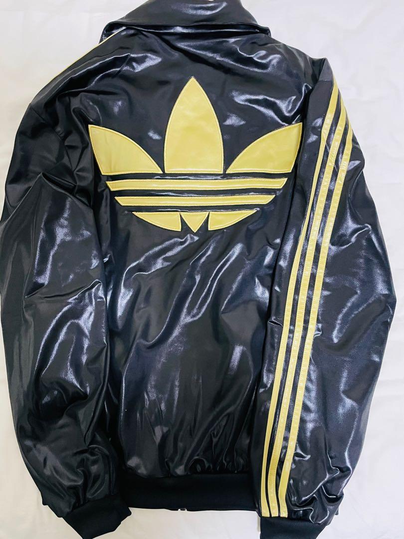 Shiny black adidas jacket sales