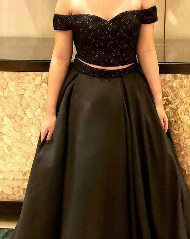 Crop top sales gown black