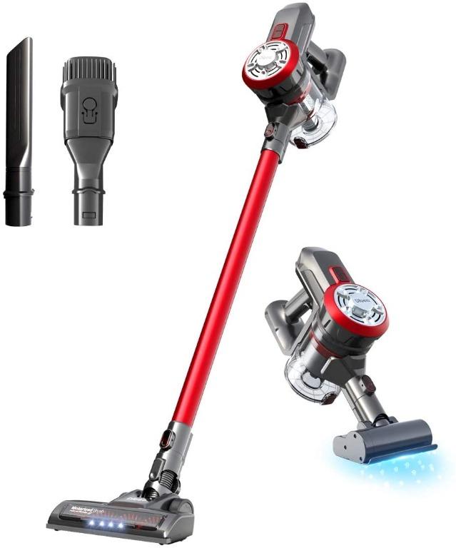 dibea Cordless Vacuum Cleaner Cordless Stick Vacuum Cleaner Wireless Lightweight Handheld Vacuum Cleaner 2 in 1 with Rechargeable Lithium Battery & LED Brush for Floor Carpet Pet Hair Car,Gold