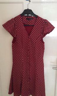 DRESS POLKADOT MERAH