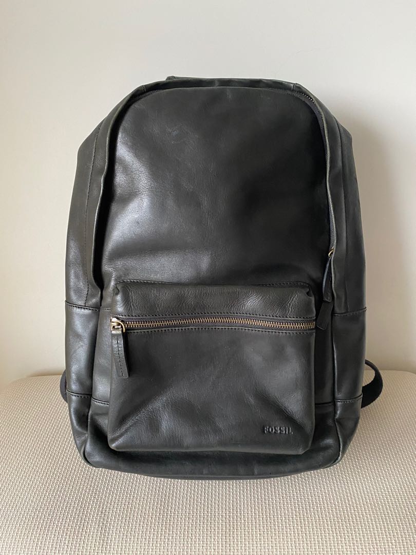 Fossil black leather backpack