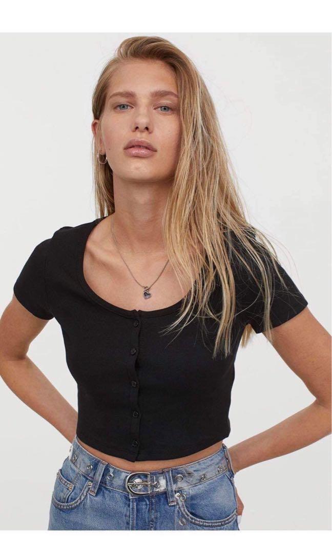 h&m button down top