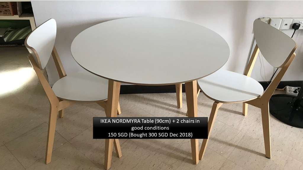 IKEA NORDMYRA Round table & 2 chairs, Furniture & Home Living
