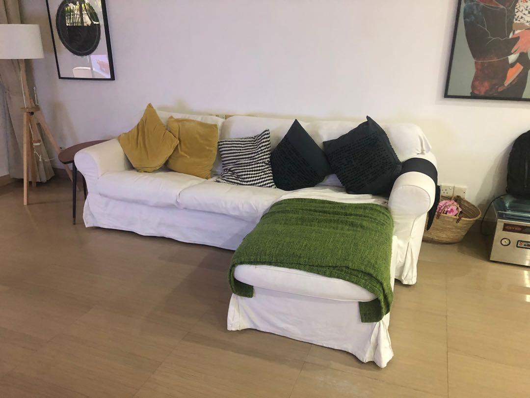 IKEA white sofa, Furniture & Home Living, Furniture, Sofas on Carousell