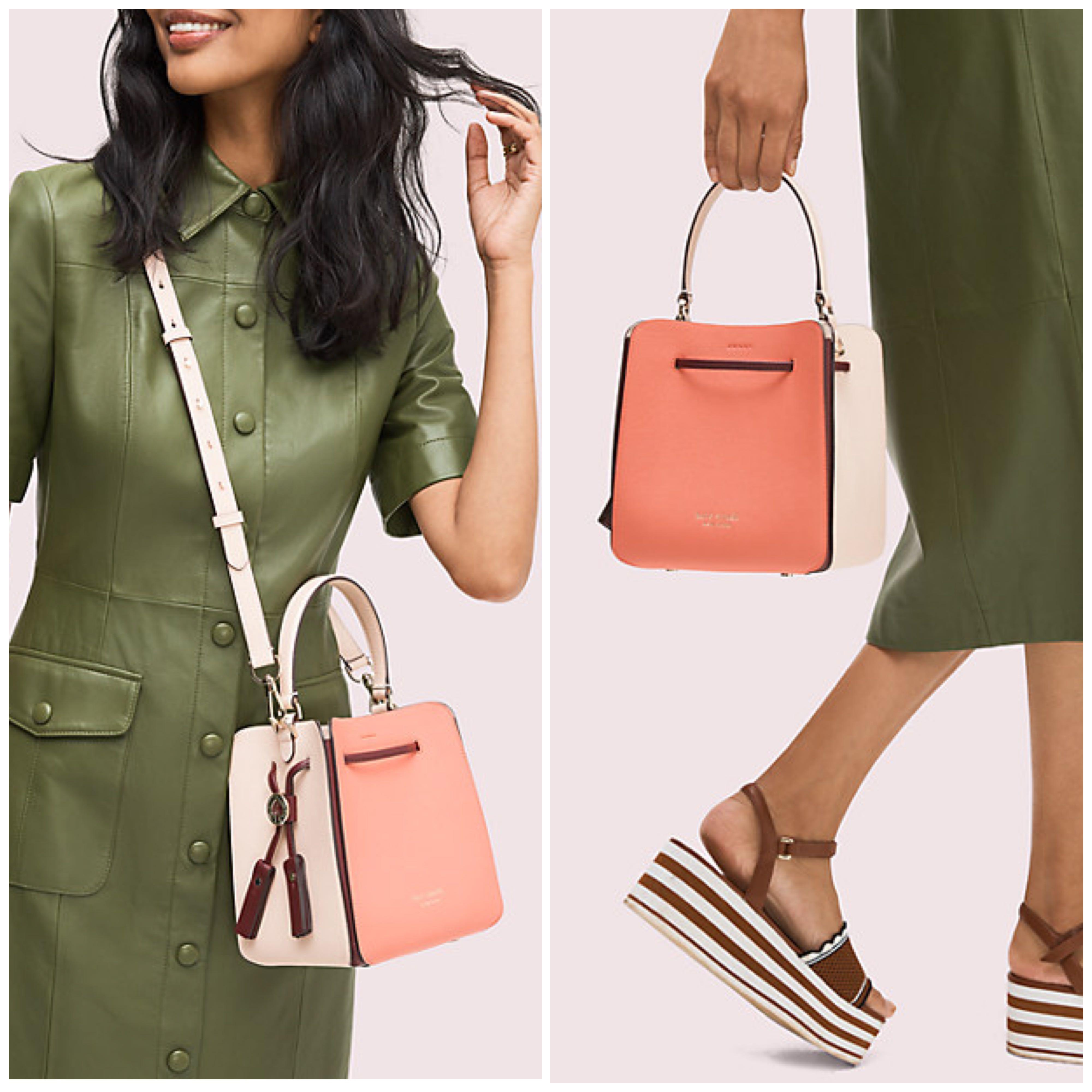 Kate Spade Busy Small Bucket Bag Handbag Satchel Slingbag Crossbody Optic White Multi Lychee Multi Peach Coral Pink Women s Fashion Bags Wallets Cross body Bags on Carousell
