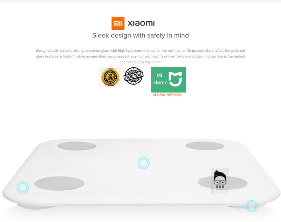 Xiaomi Mi Body Composition Scale 2 Tempered glass / Bluetooth 5.0