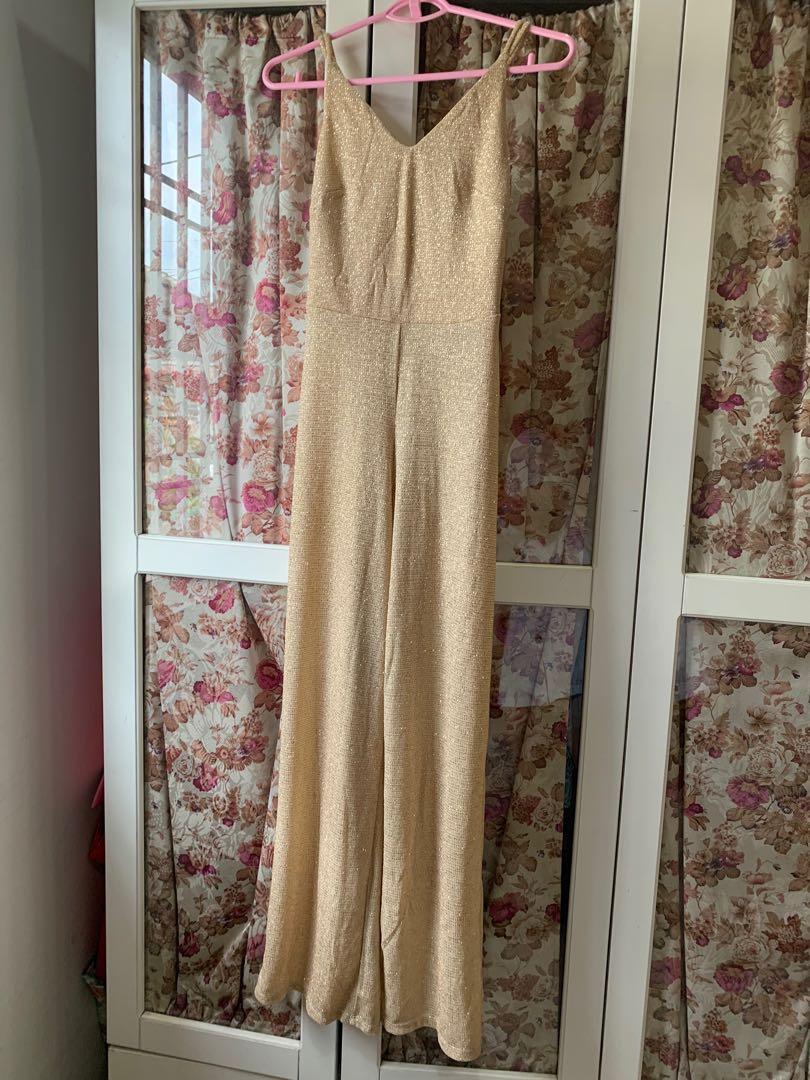 Miss selfridge gold jumpsuit