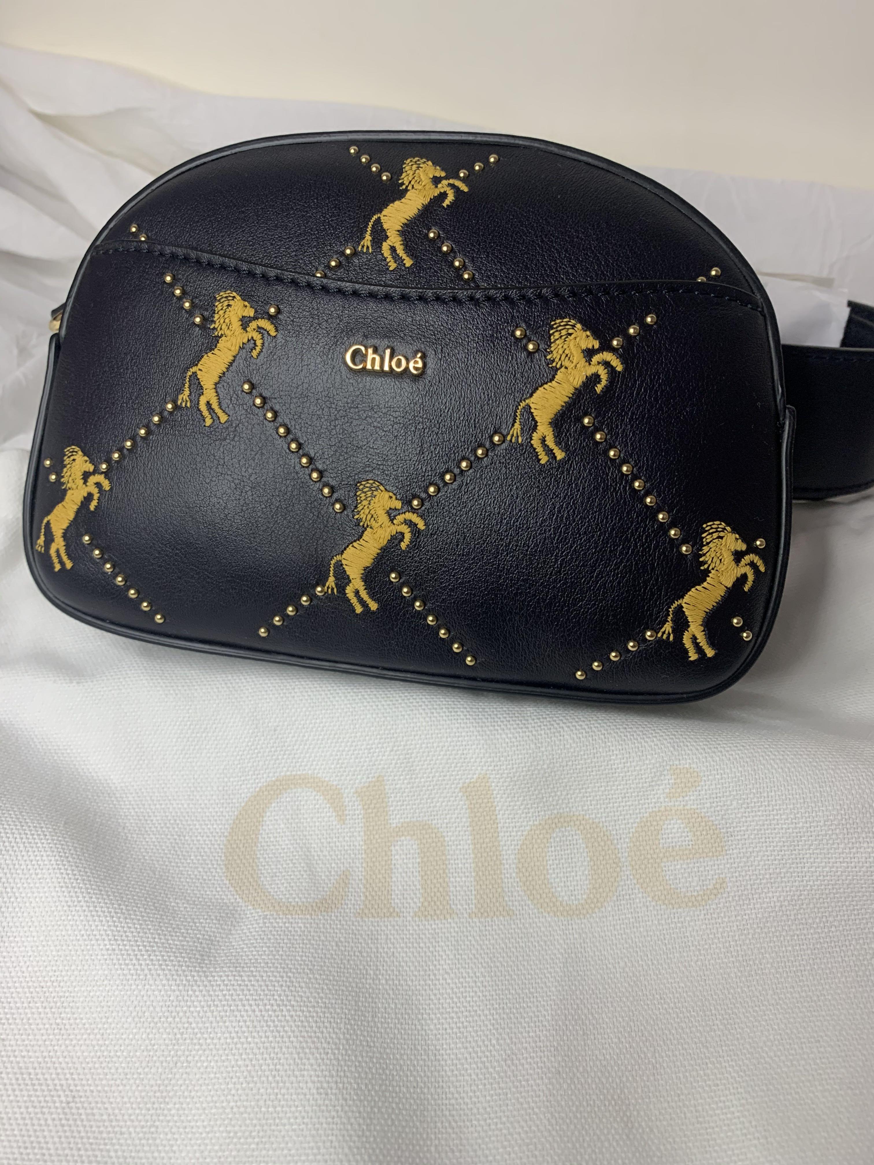 NEW全新] Chloe 黑色經典腰包斜背包signature belt bag in black with