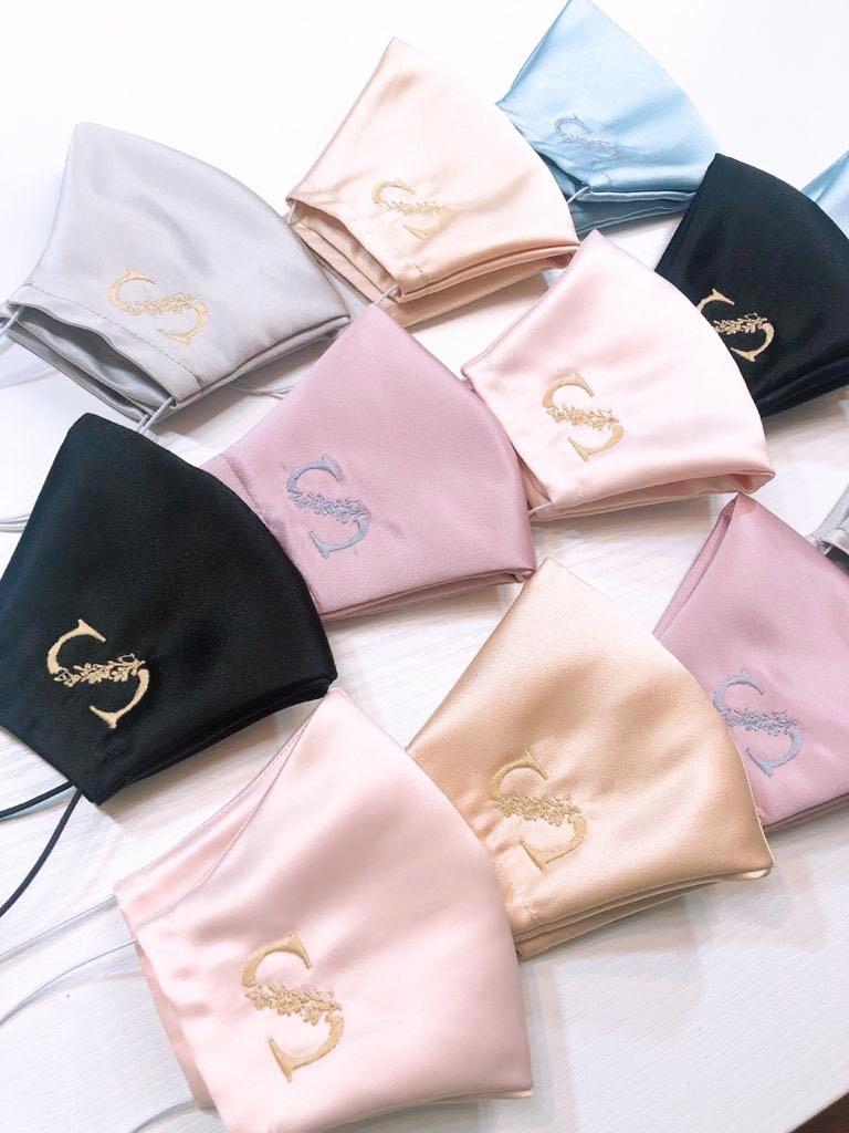 Personalised Satin Cotton Embroidered Initial Logo Mask Hobbies Toys Stationery Craft Handmade Craft On Carousell