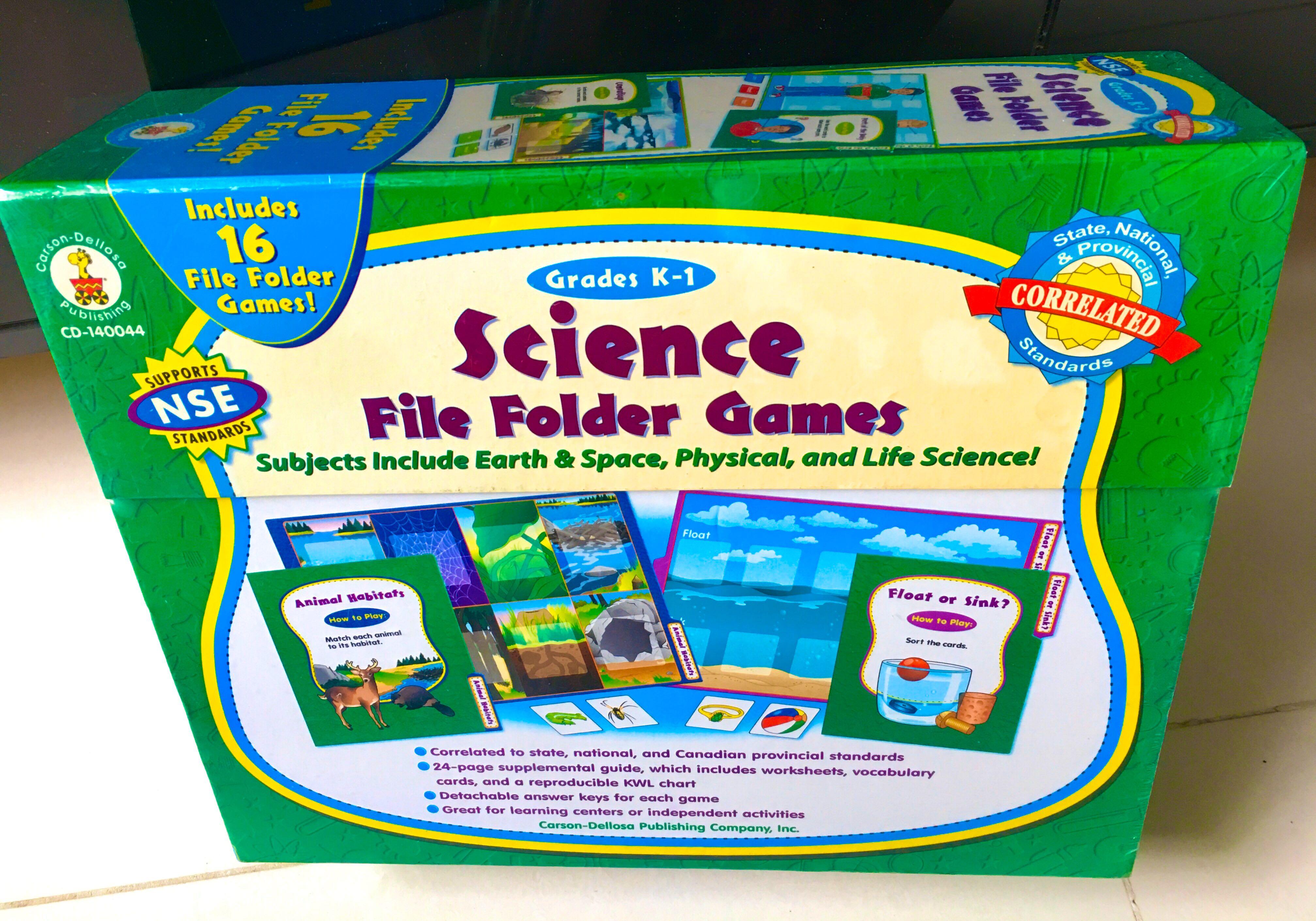 Science File Folder Games Grade K-1 by Carson Dellosa, almost ...