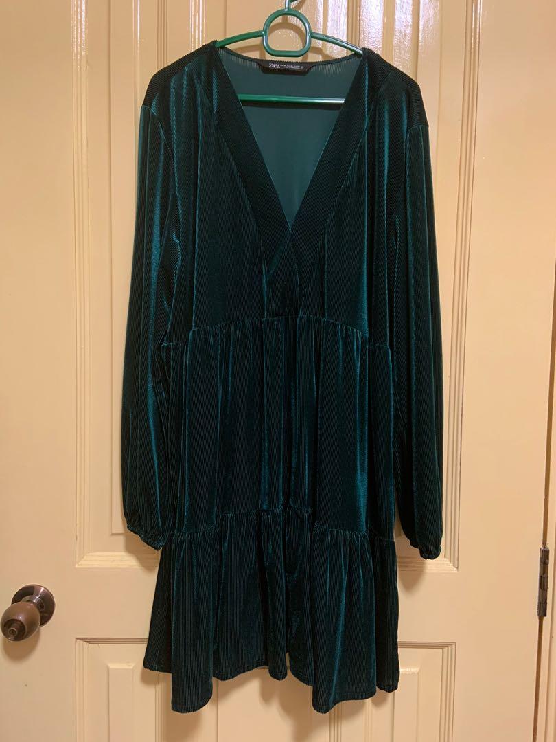 Xl Zara Velvet Babydoll Dress Women S Fashion Dresses Sets Dresses On Carousell