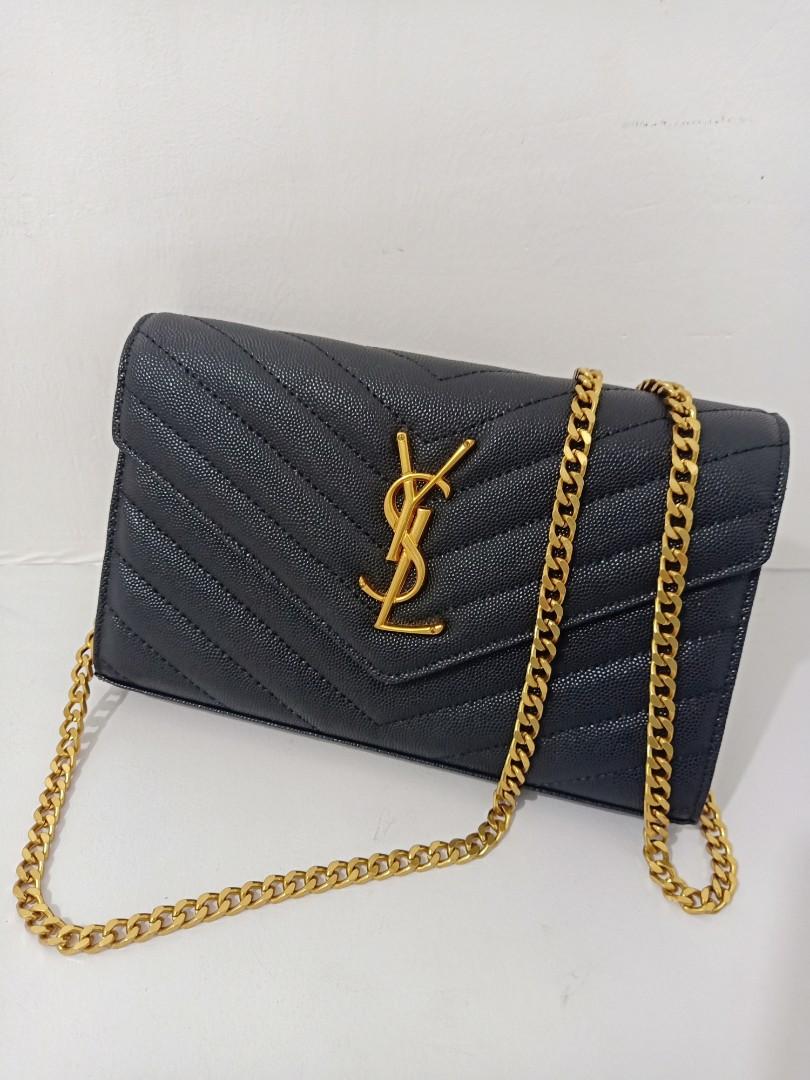 Saint Laurent Envelope Chain Wallet Clutch Bag - Gold