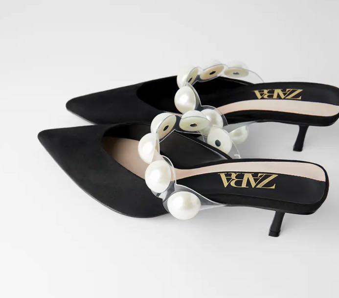 Zara Pearl Kitten Heels, Women's Fashion, Footwear, Heels on Carousell