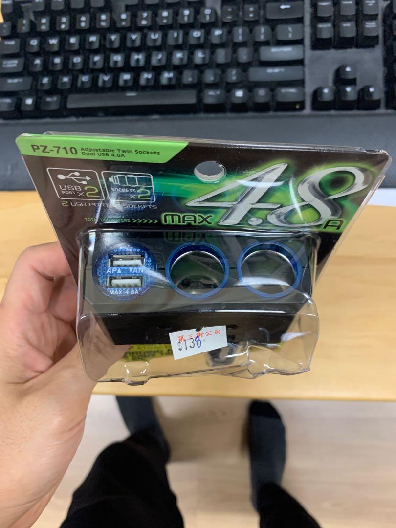 車用12v 一開二 Usb車充點煙器12v擴充 汽車配件 電子配件 Carousell