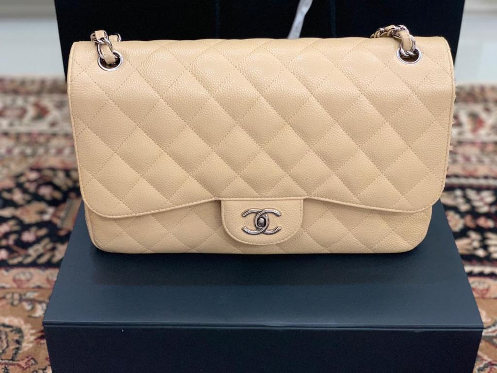 Authentic Chanel Classic Flap Bag Jumbo Nude