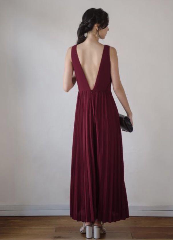 Daring Dark Wine Backless Blouse