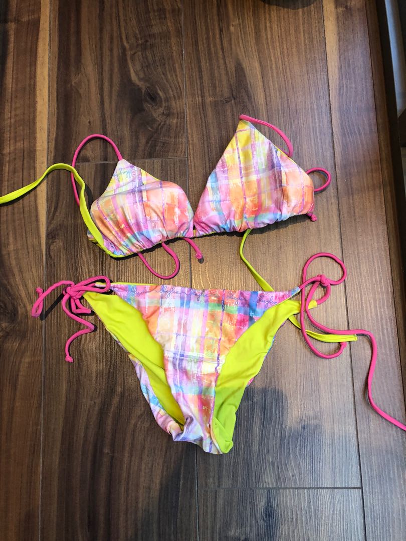 Bali Blueglue reversible summer paddle pop bikini set pink lime green