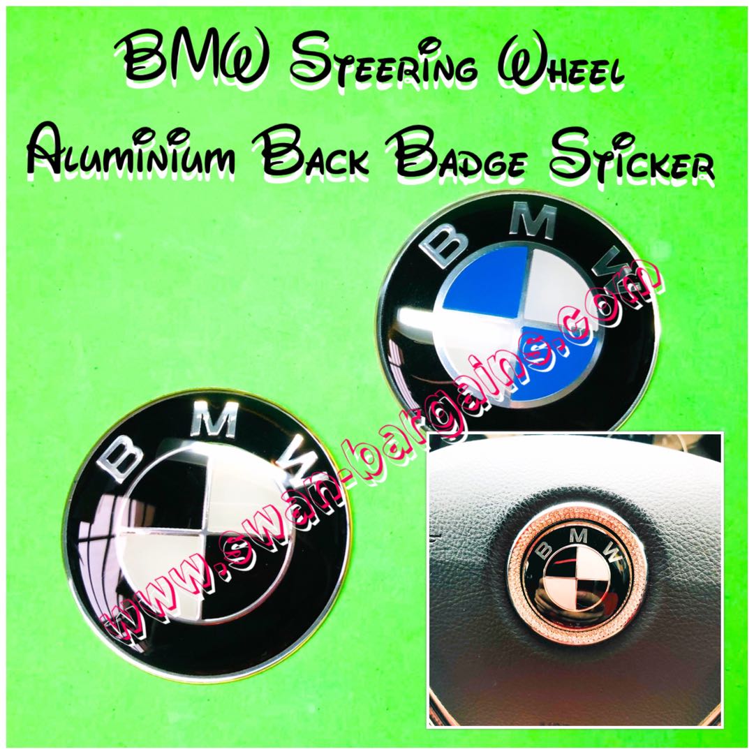 BMW Black & White Steering Wheel Logo Design Standard OEM Size Center