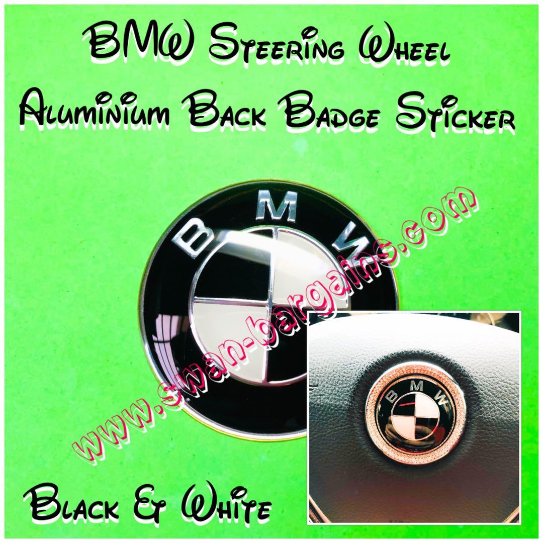 BMW Black & White Steering Wheel Logo Design Standard OEM Size Center