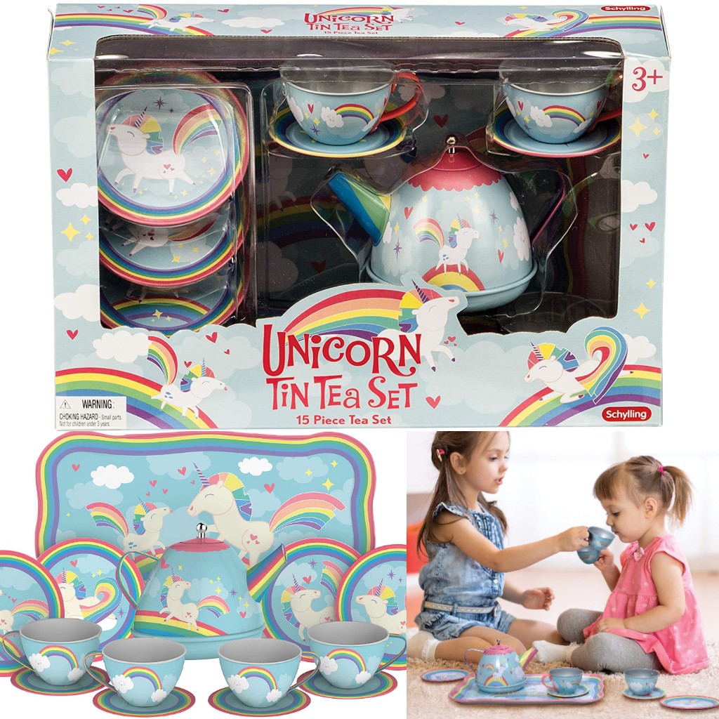 BNIB Schylling Unicorn Tin Tea Set Hobbies Toys Toys Games