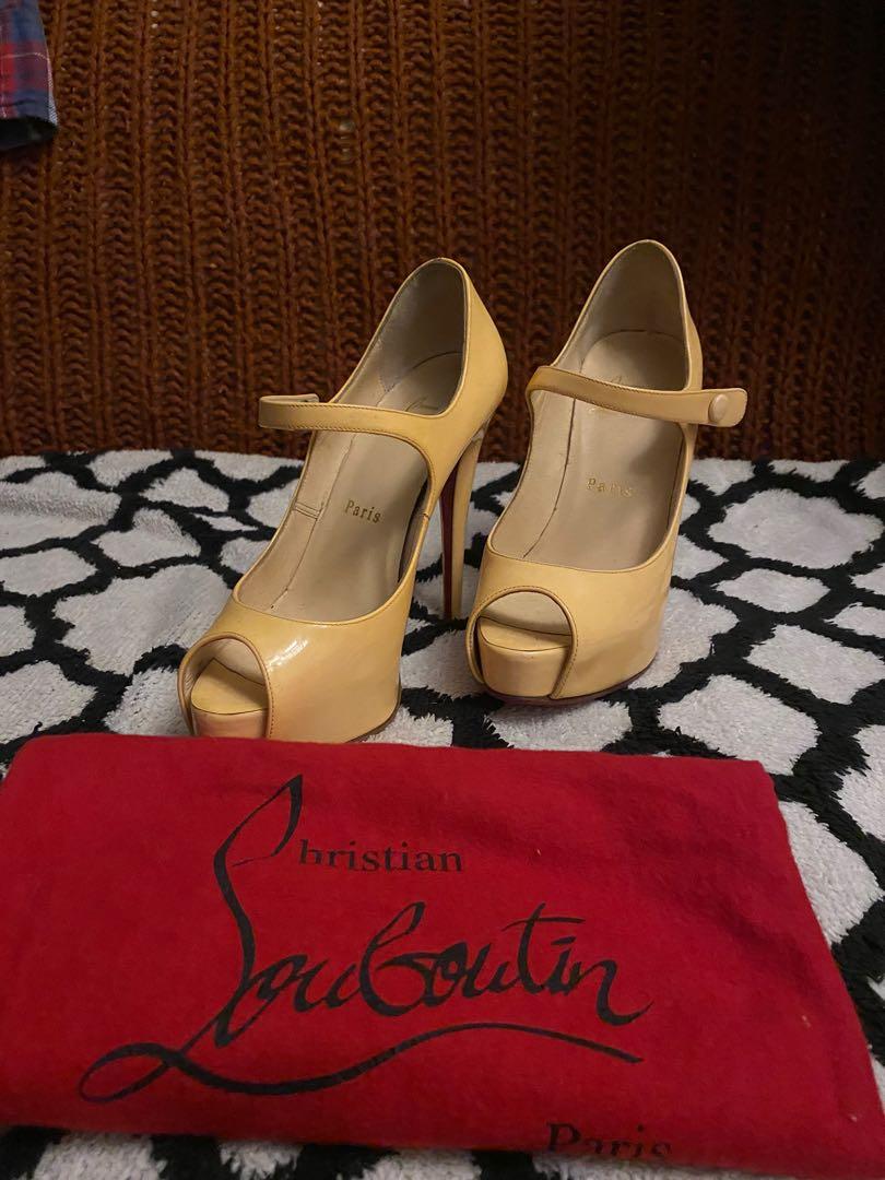 Christian Louboutin Mary Jane peep toe Women's Fashion, Footwear, Heels on Carousell