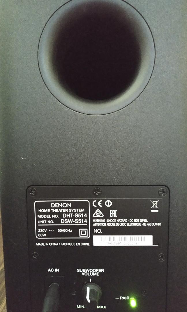 Denon DHTS514 Soundbar & Wireless Subwoofer, Audio, Soundbars