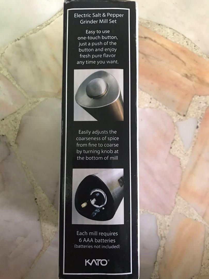 Electric Salt & Pepper Grinder Mill Set Kato, TV & Home Appliances