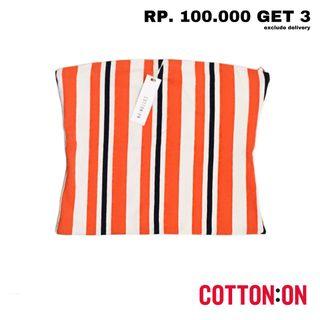 [FREE DELIVERY] Cotton On Striped Coral Every Day Bandeau Tube Top