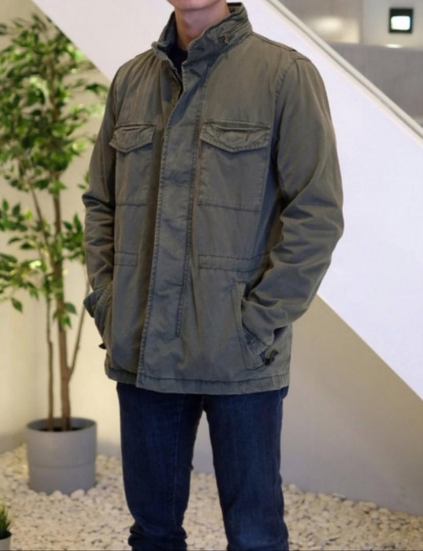 GAP Military Jacket with Hidden Hood Fesyen Pria Pakaian