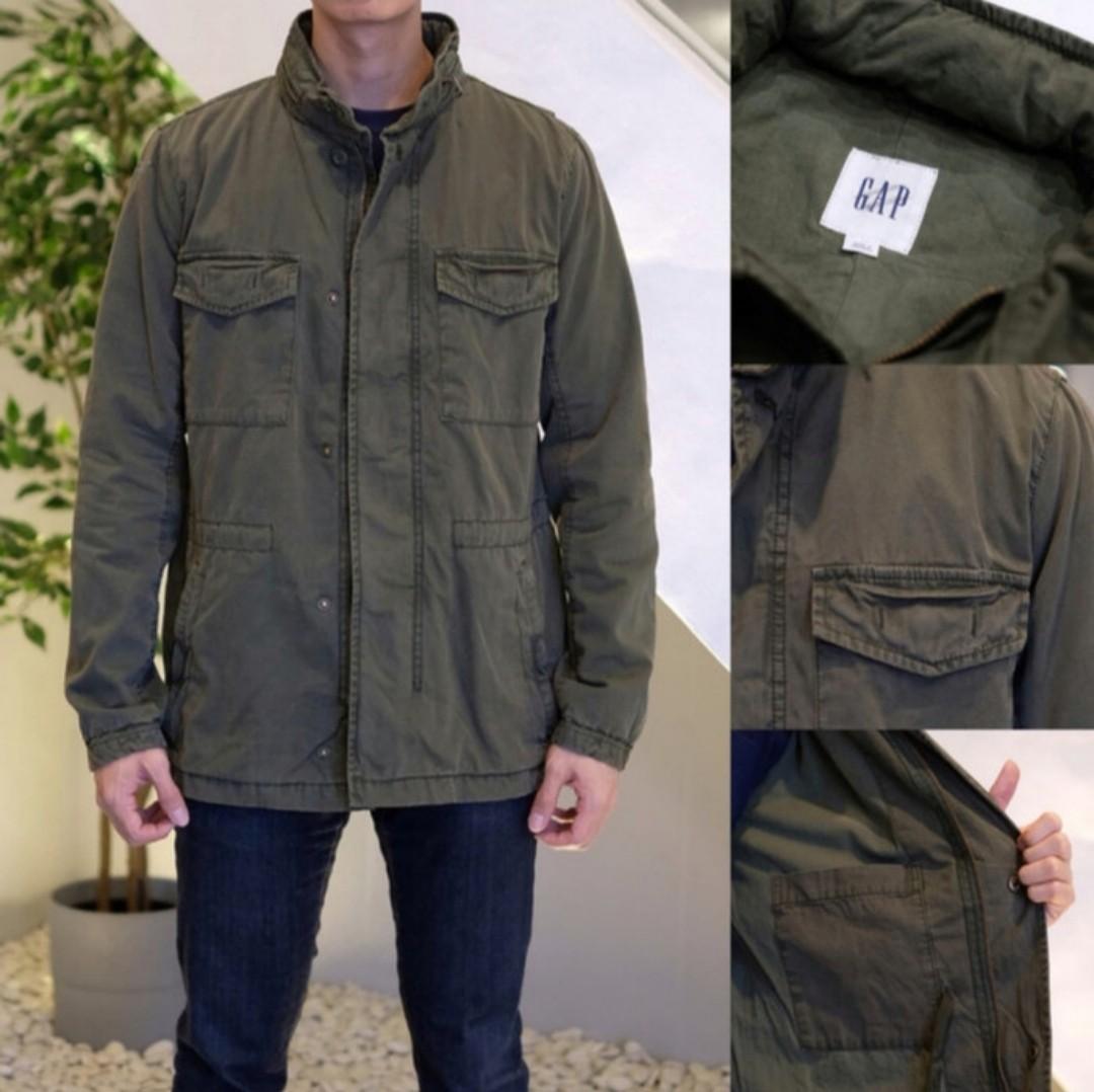GAP Military Jacket with Hidden Hood Fesyen Pria Pakaian