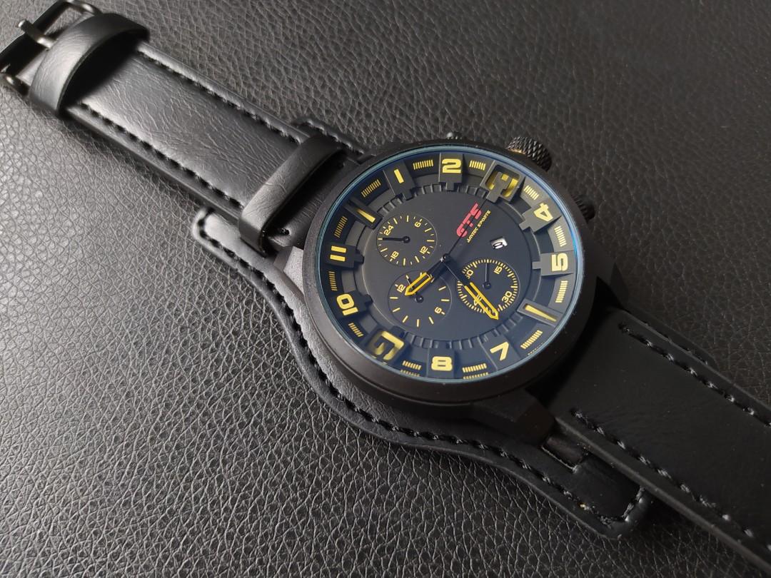 GTS WK0192 Men s Watch Matte Black Casing with Brown Black