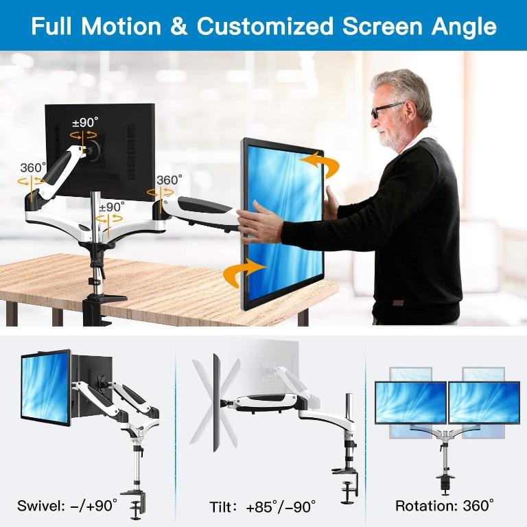 HUANUO Dual Monitor Mount, Full Motion Monitor Arm Stand, Height Adjustable Computer Monitor