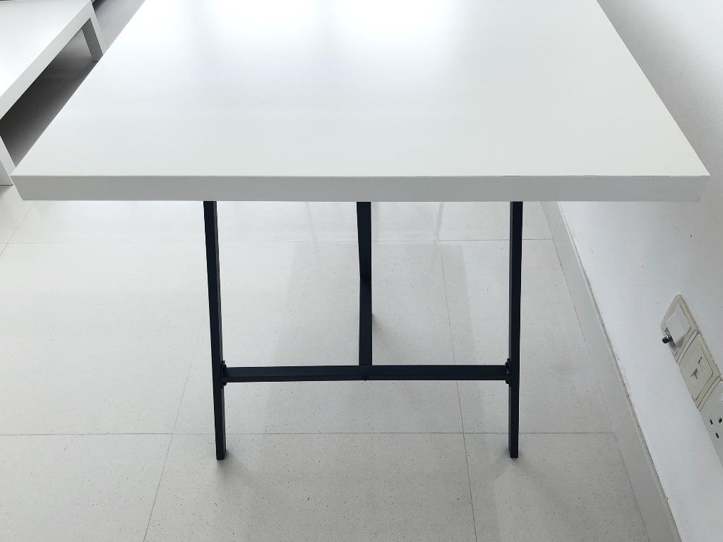 IKEA LINNMON table top with LERBERG trestles, Furniture, Tables
