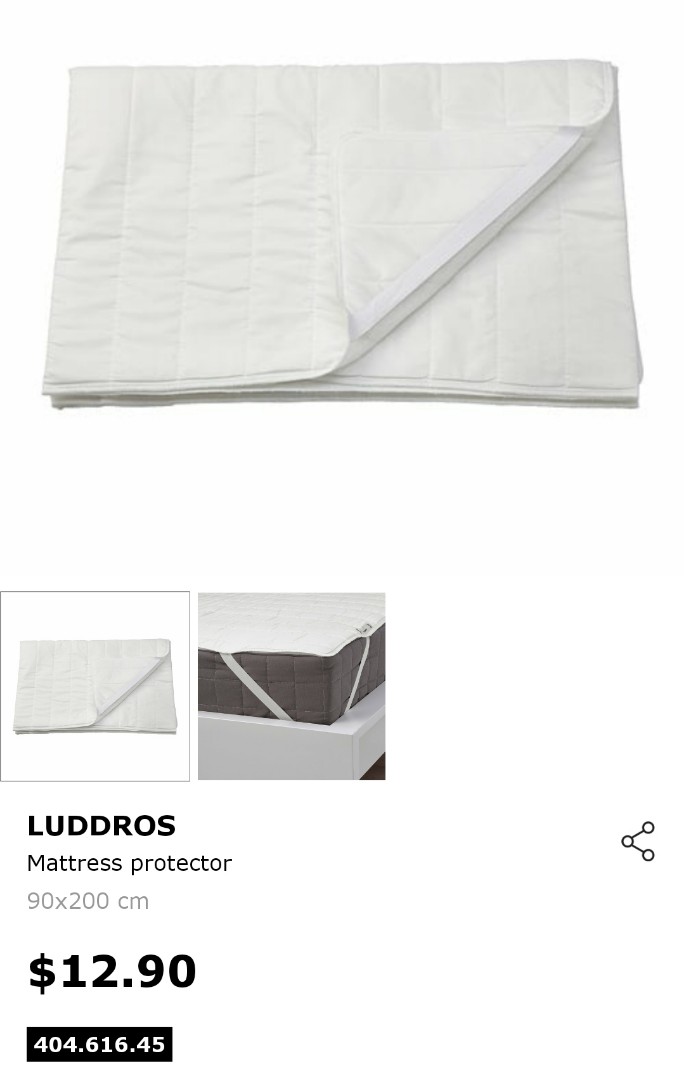 Ikea LUDDROS Single bed mattress protector, Furniture & Home Living