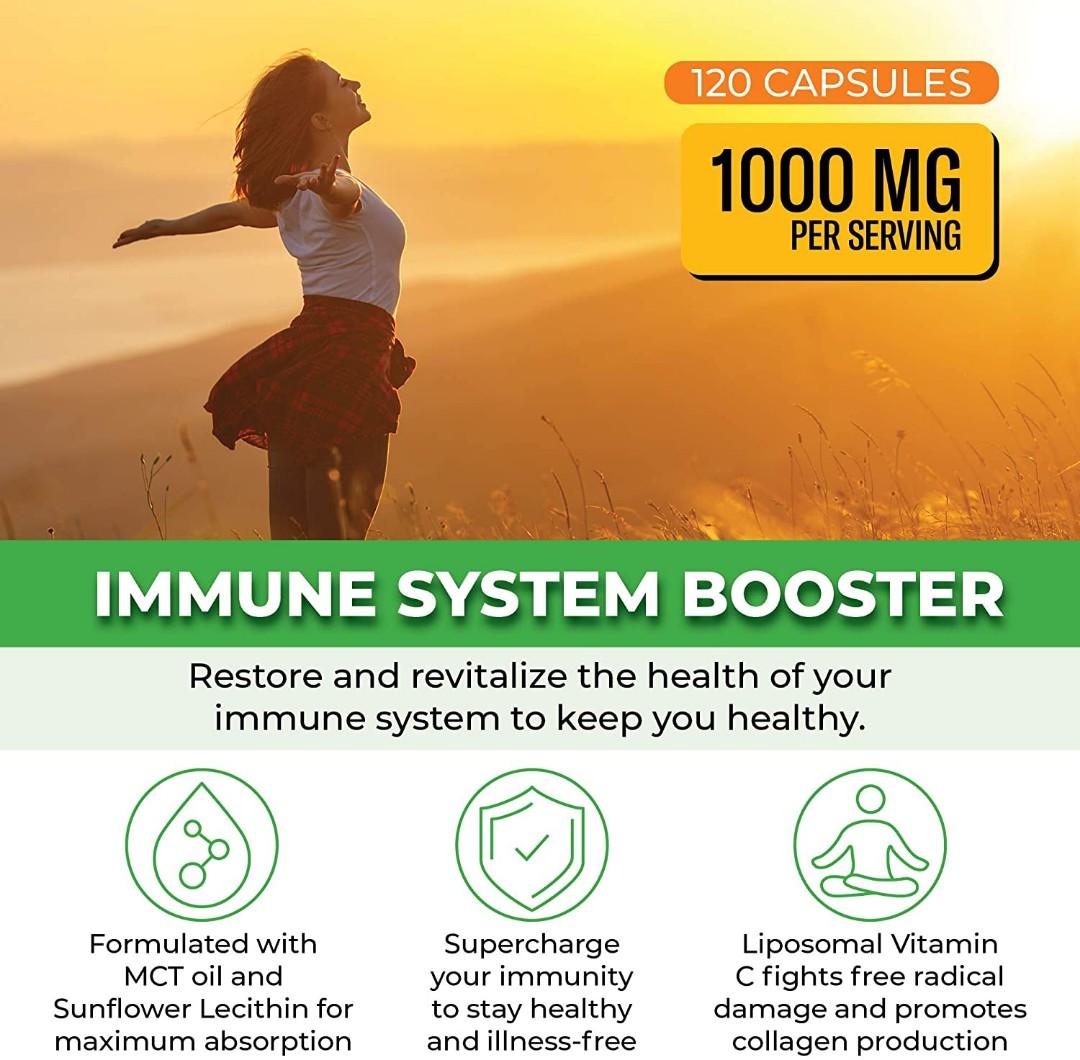 Natural Liposomal Vitamin C Immune System Booster 1000mg with MCT Oil