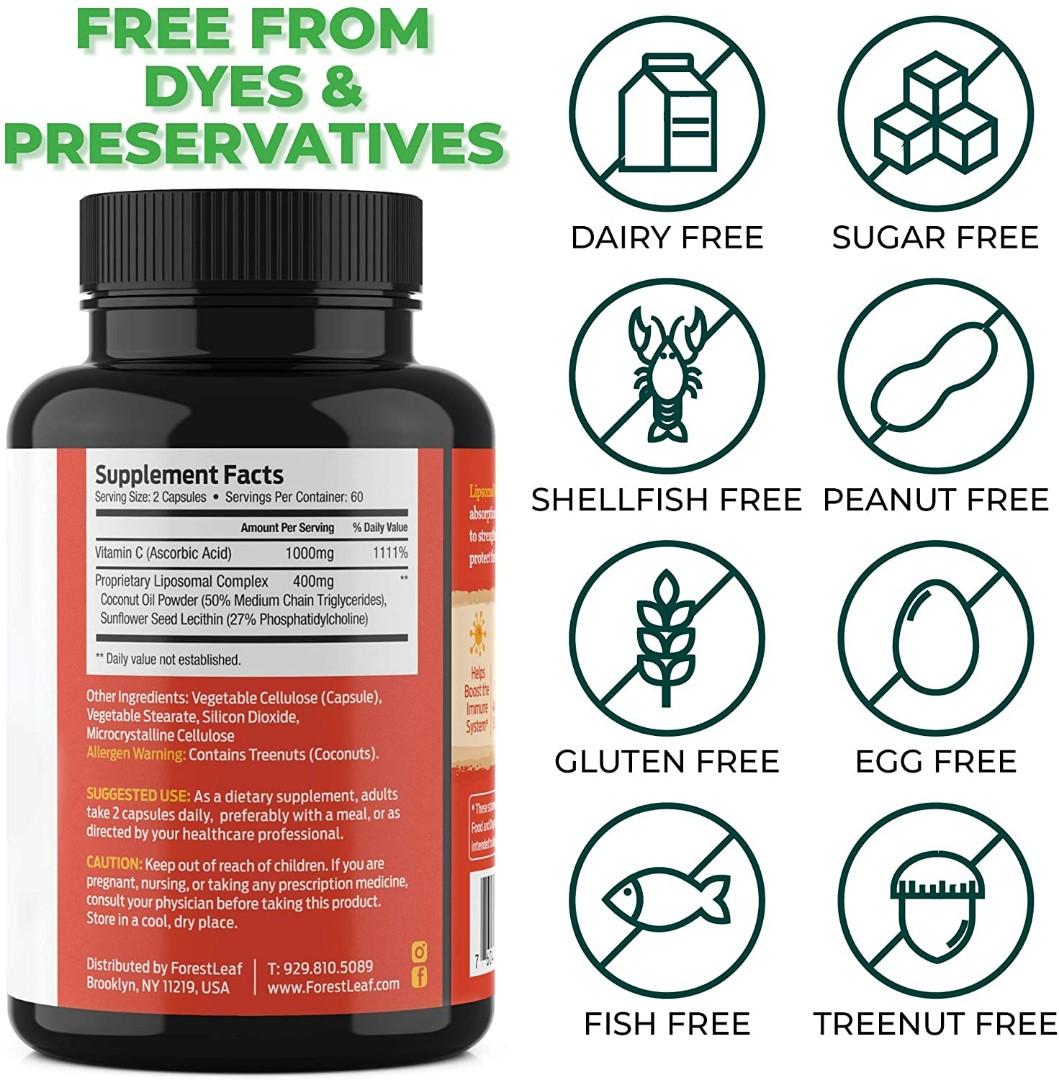 Natural Liposomal Vitamin C Immune System Booster 1000mg with MCT Oil